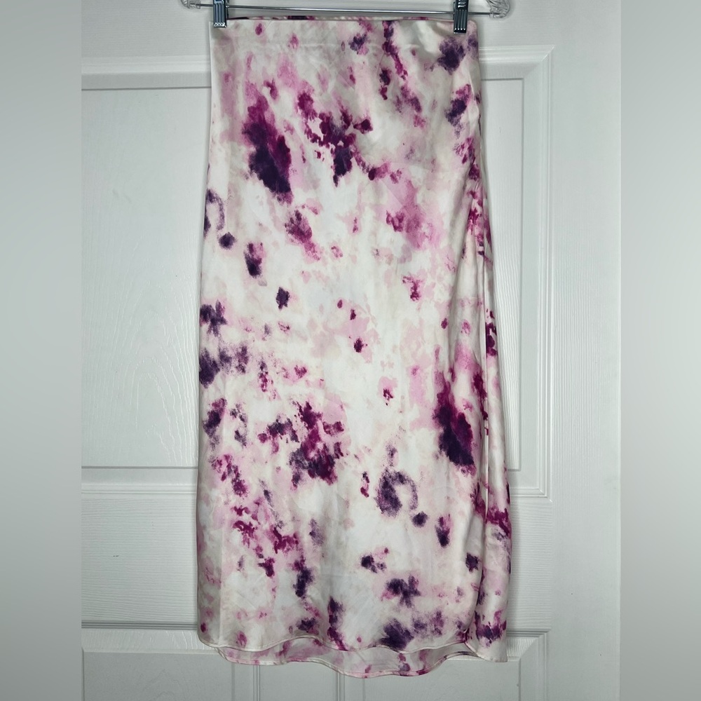 Bardot Water Color Knee Length Satin Skirt Sz S - Picture 9 of 9